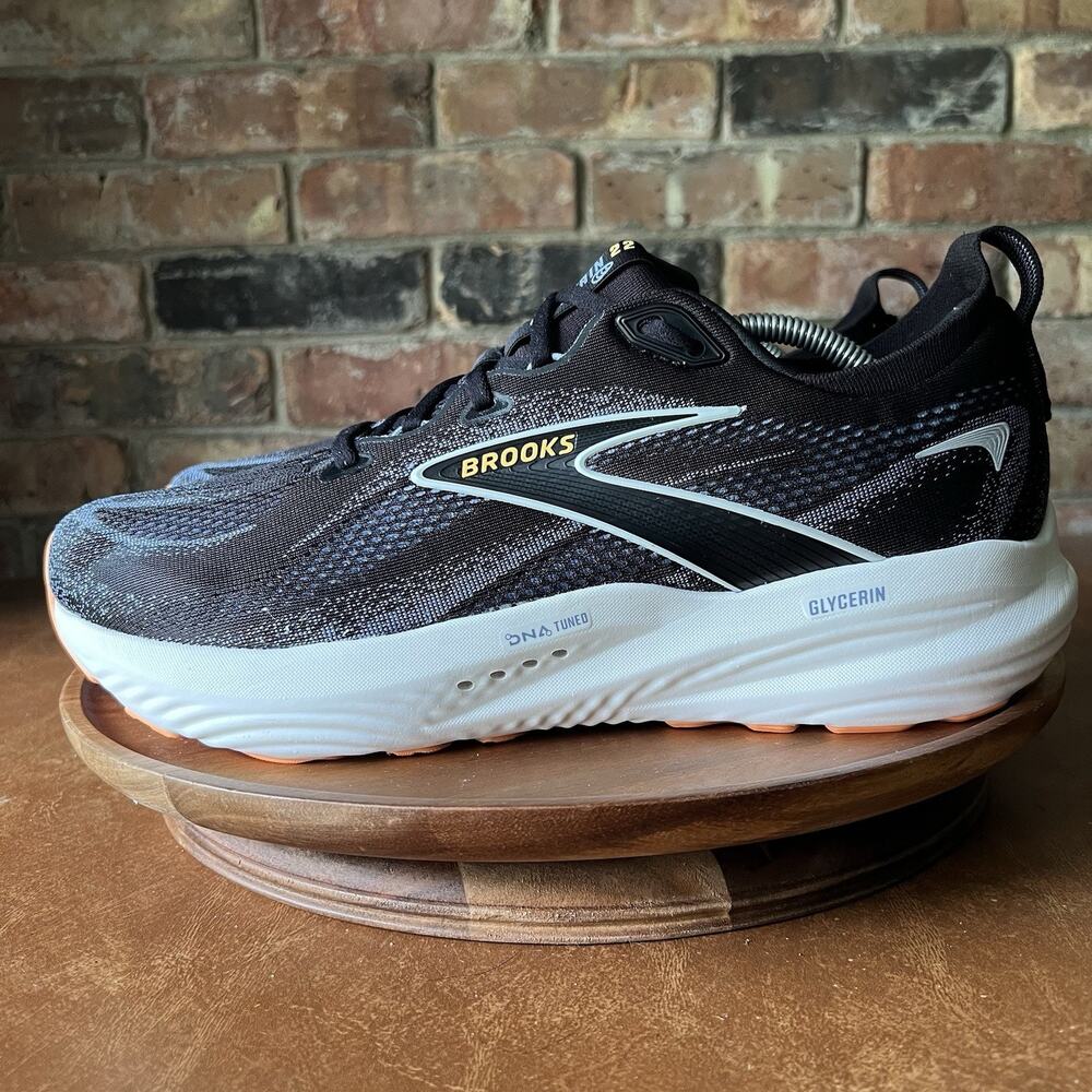 Brooks Glycerin 22 Supportive Mens 12.5 2E Wide Running Shoes Black Blue Orange